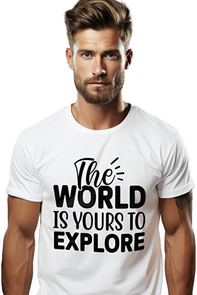StoryGift Romania Tricou Barbati Cu Mesajul "the World Is Yours To Explore" -...