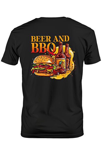 StoryGift Romania Tricou Barbati Cu Hamburger Si Bere Cu Mesajul "beer And Bb...