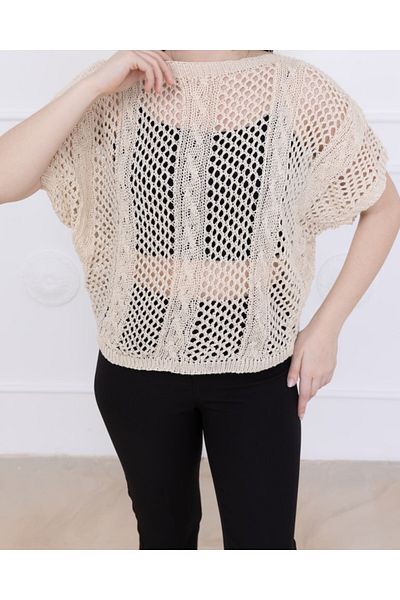 Ugdelia Women's Openwork Special Patterned T-Shirt