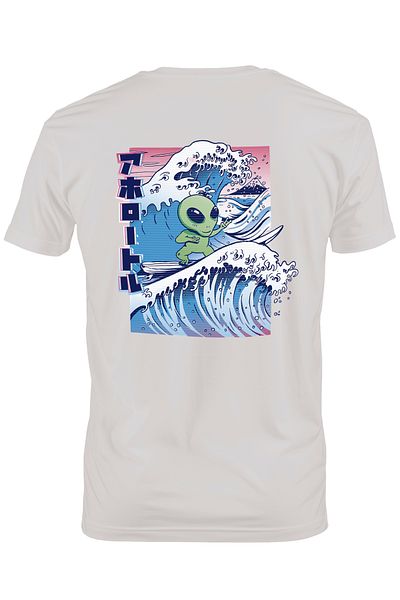 StoryGift Romania Tricou bărbătesc Alien, Surfing, Valuri mari, Plajă, cu imprimeu pe spate, 100% bumbac