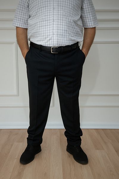 FATELLA Men's Dad Solid Color Comfortable Fit High Waist Classic Fabric Trousers