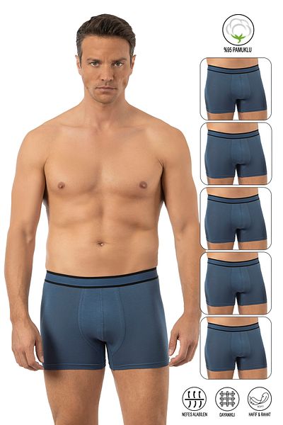 ÖZKAN underwear Özkan 11226 Pachet de 5 pantaloni scurți boxer pentru bărbați, 95% bumbac, lycra, jerseu simplu, flexibili