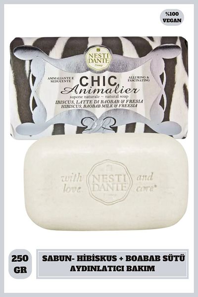 Nesti Dante Chic Animalier White Tiger Solid Soap 250Gr |   Brightening and Firming |   Hibiscus, B
