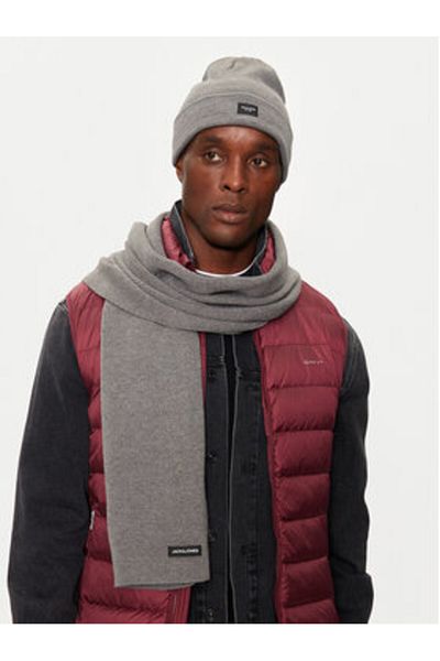 Jack & Jones Jack Jones Men's Scarf and Hat Set 12102728 Grey