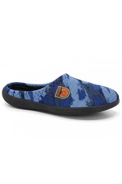 GEZER Men's slippers, blue with camouflage, size 41, 26 centimeters, comfortable and warm