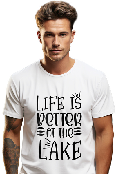 StoryGift Romania Tricou Barbati Cu Textul "life Is Better At The Lake" - Via...