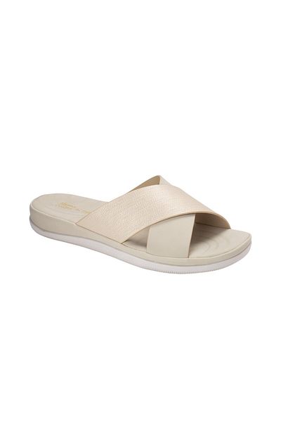 BATA Casual Women Criss Cross Flat Sandals Beige