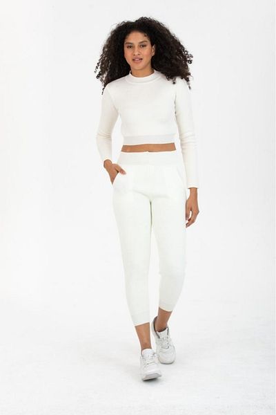 Su Moda pantaloni tricotaj elastici până la gleznă pentru femei cu buzunare