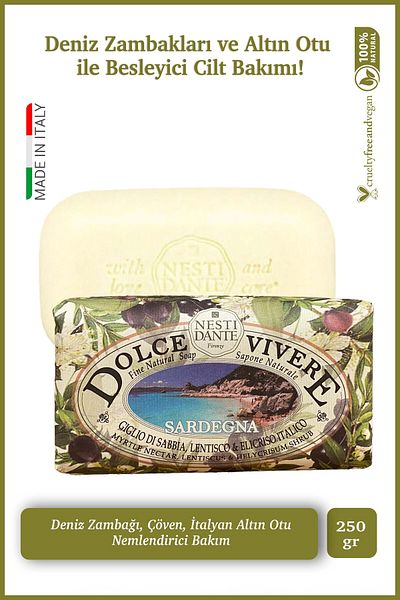 Nesti Dante Dolce Vivere Sardegna 250 g Soap - Moisturizing and Nourishing, Myrtle Nectar