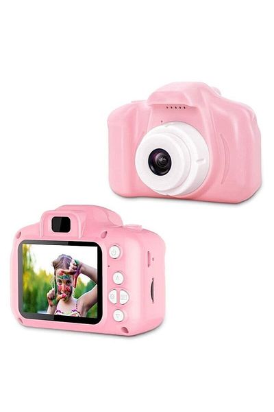 MACVI Macvi® 12MP Digital Camera for Kids, 720P/1080P Video, 400mAh Battery, Pink