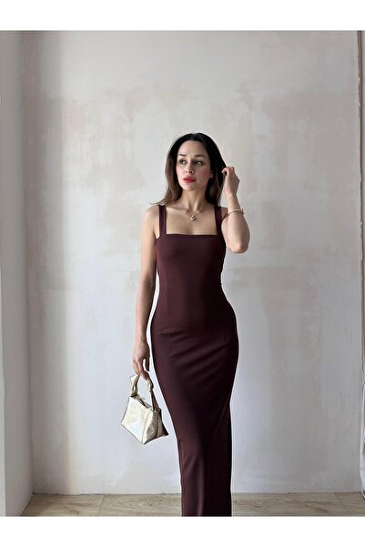 Mooi Butik Lovelace Maxi Dress 3922 - Bitter Brown