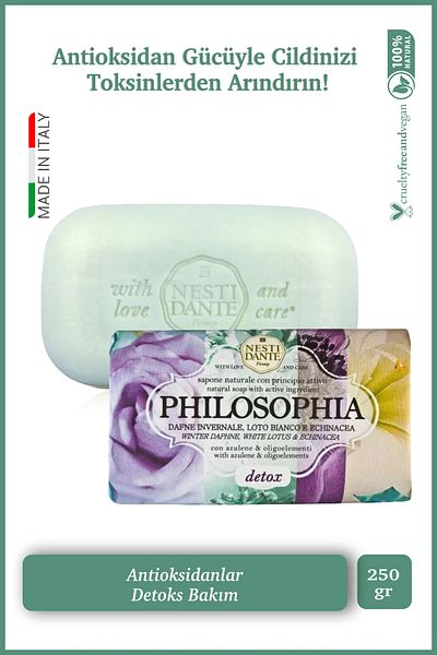 Nesti Dante Philosophia Detox Solid Soap 250 Gr |   Detox and Brightening |   Laurel, Lotus Flower, White