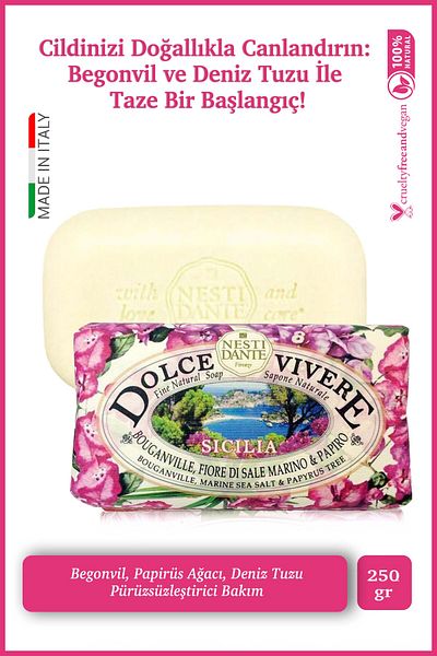 Nesti Dante Dolce Vivere Scilia Solid Soap 250 g |   Firming and Moisturizing | Bougainvillea, Sea t