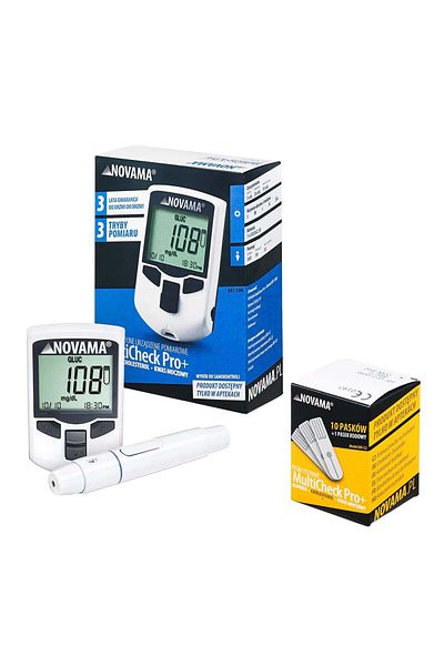 Novama Novama MultiCheck Pro + 3-in-1 device package and cholesterol tests, 10 tests/box