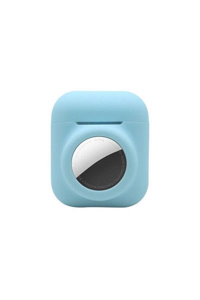 OEM Silicone Protective Case for AirPods 1 and 2 with Airtag Holder, Light Blue