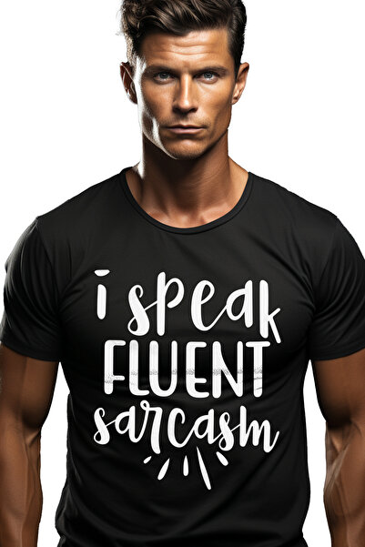 StoryGift Romania Tricou Barbati Cu Textul "eu Vorbesc Fluent Sarcasmul" Cu I...