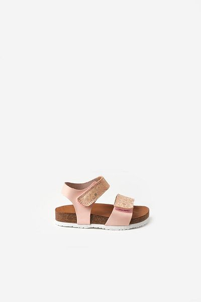 Le Mabelle Pink Ankle Striped Girls' Leather Sandals