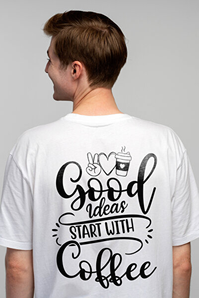 StoryGift Romania Tricou Barbati Cu Textul "good Ideas Start With Coffee" - I...