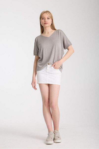 Su Moda Women's Clothing Blouse Thin Spring V-Neck Low Sleeve Mercerized Knitted Sweater