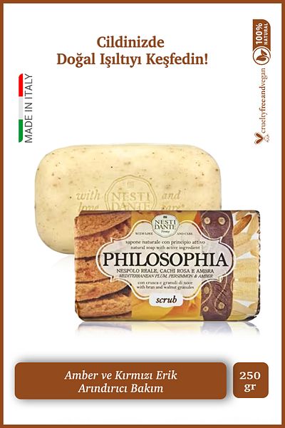 Nesti Dante Philosophia Scrub Solid Soap 250 Gr |   Purifying and Balancing |   Amber, Red Plum Essence
