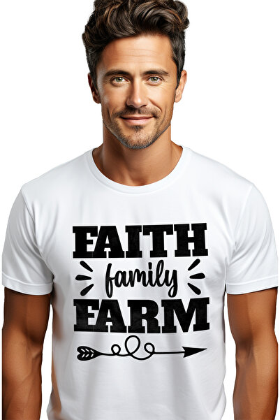 StoryGift Romania Tricou Barbati Cu Textul "faith, Family, Farm" - Credinta F...