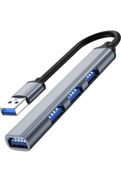 Velixo 4 in 1 Multiport USB Adapter Hub, USB 3.0, Plug&Play, Compatible with Macbook, Laptop, PC, Aluminum