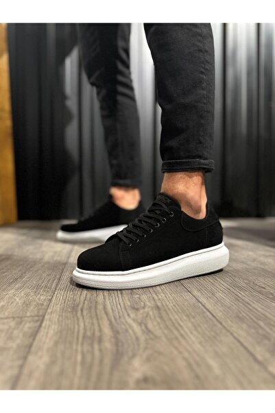Knack Παπούτσια Casual με ψηλή σόλα 044 Black Suede (Λευκή σόλα)
