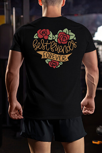 StoryGift Romania Men's T-shirt With Message In English Best Friends Forever, Red Roses Blooming, The Stg
