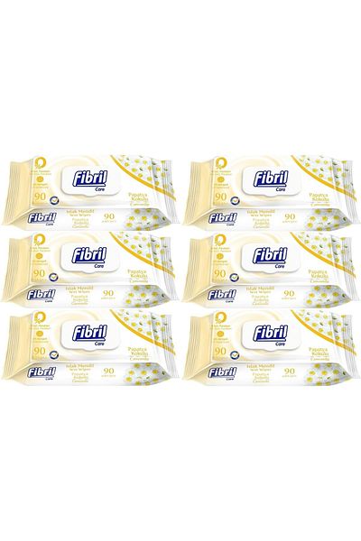 Fibril Wet Towel Wipes 90 Sheets Daisy with Plastic Cover (Set of 6) 540 Sheets