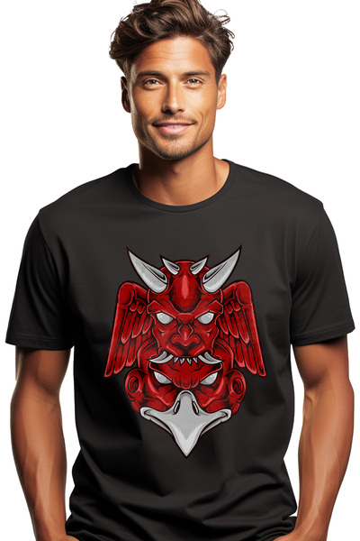 StoryGift Romania Tricou Barbati Cu Totem, Diavol, Pasare, Monstru, Aripi, Coarne, Cu Imprimeu Pe Spate, 10 Stg