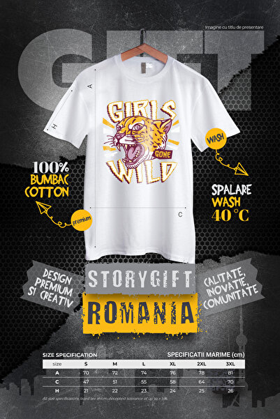 StoryGift Romania Men's T-Shirt With Text In English Girls Gone Wild, Tiger Roaring, Girls Go Crazy, With Stg