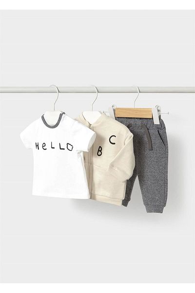 MAYORAL Baby 3-Piece Tracksuit Set Beige 1802