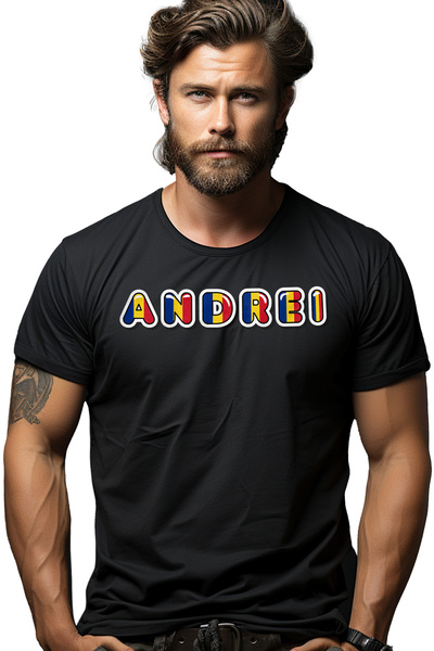 StoryGift Romania Tricou Barbati Cu Numele Andrei, Romania, Suporter, Steagul...