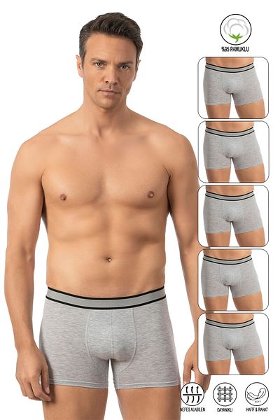 ÖZKAN underwear Özkan 11226 Πακέτο 5 Ανδρικά 95% βαμβακερά Lycra Μονό Ζέρσεϊ Ύφασμα εύκαμπτο άνετο μπόξερ σορτς