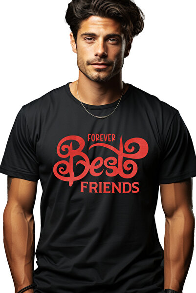 StoryGift Romania Men's T-shirt With Red Text In English Forever Best Friends, The Best Friends In Life Stg