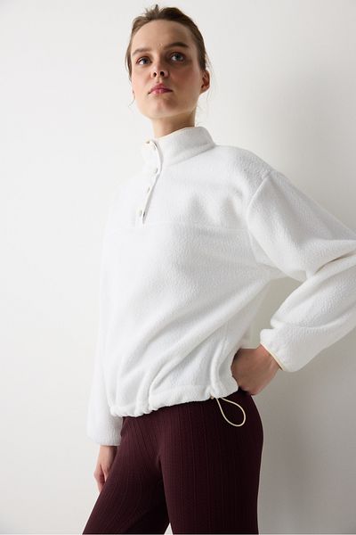 Penti White Stand Collar Plush Jacket