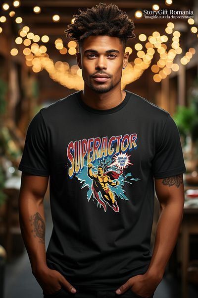 StoryGift Romania Men's T-Shirt Super Actor Superhero I'm Here For You With Print On The Front, 100% Cotton Stg