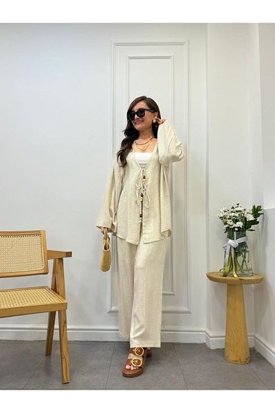 Lady Pixie Linen Set - Front Tie