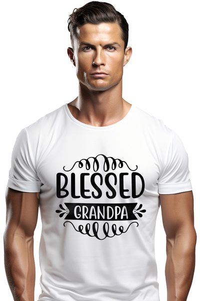 StoryGift Romania Tricou Barbati Cu Textul "blessed Grandpa" - Bunic Binecuva...