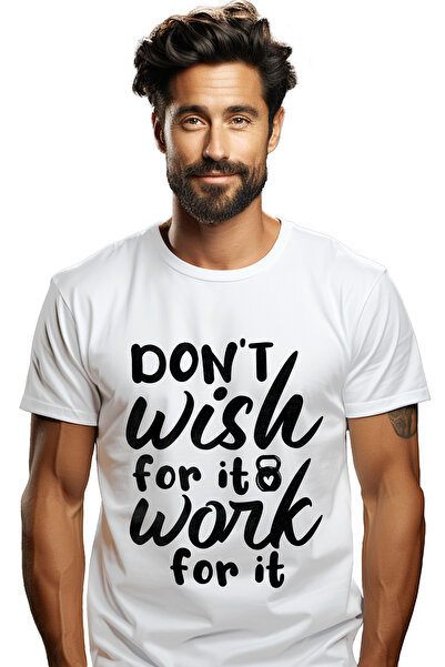 StoryGift Romania Tricou Barbati cu mesajul in engleza "Don't wish for it, wo...