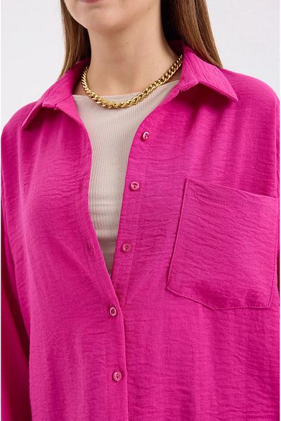 MEECY Women's Fuchsia Lightweight Oversize Linen Shirt