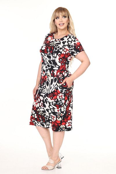 modayız Summer Double Pocket Short Sleeve Stretchy Plus Size Dress 22A-2671