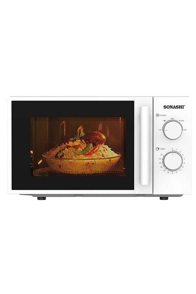 sonashi 20L Microwave Oven - 245Mm Turntable Glass Tray With Defrost Setting | Manual Control Oven With Pull