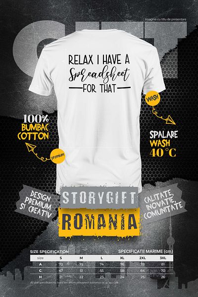StoryGift Romania Tricou Barbati Cu Textul "relaxeaza-te, Am O Foaie De Calcul Pentru Acel Lucru" Cu Imprime Stg