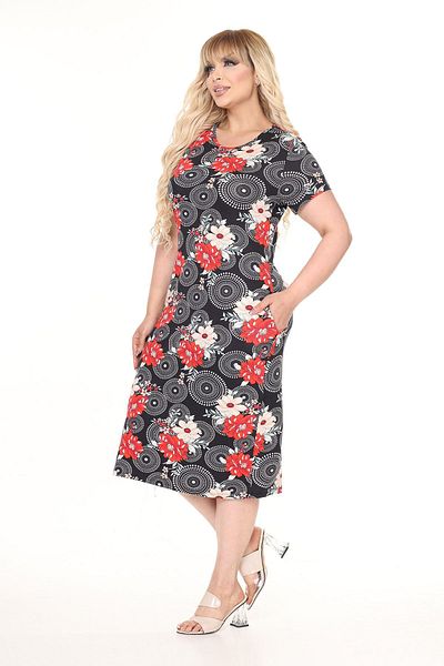 modayız Summer Double Pocket Short Sleeve Stretchy Plus Size Dress 9F-2678