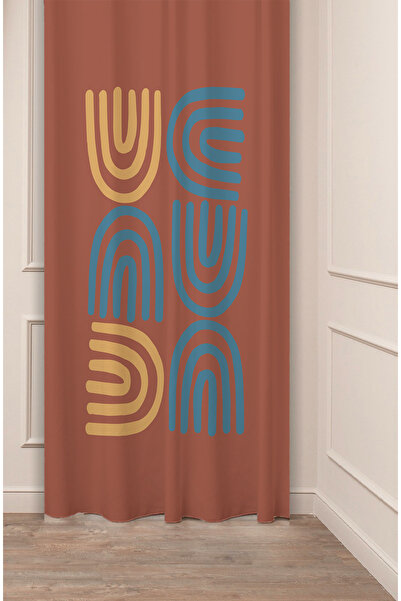 GREENDECOR Model de linie geometrică boemă, cu model, design special, digital cu imprimeu (o singură aripă), perdea de fundal modernă și elegantă