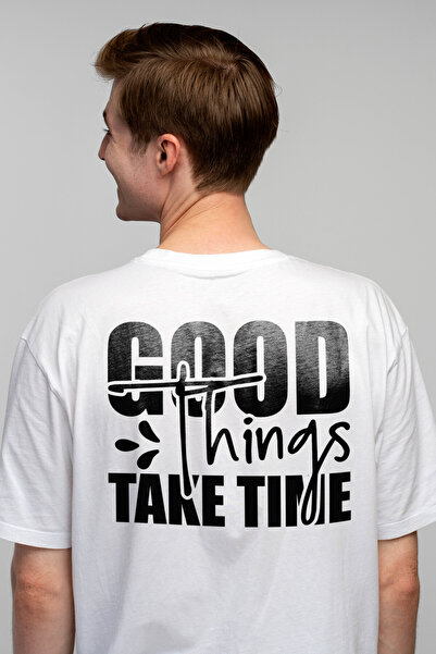 StoryGift Romania Tricou Barbati Cu Textul "good Things Take Time" - Lucrurile Bune Necesita Timp Ai Rabdare Stg