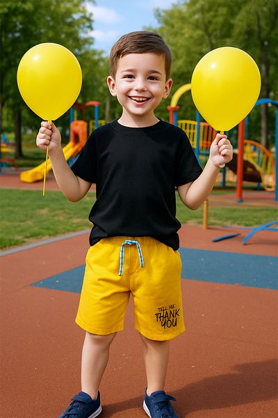 HÇM Boy's Shorts with Pocket Solid Color Text Printed E34
