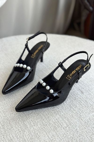 GOFFSHOES Women's Justin Pearl Low Heels - Black-Patent