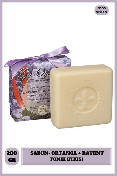 Nesti Dante Gli Officinali Hydrangea & Rhubarb Soap 200Gr |   Revitalizing and Tonic |   Hydrangea, Rhubarb